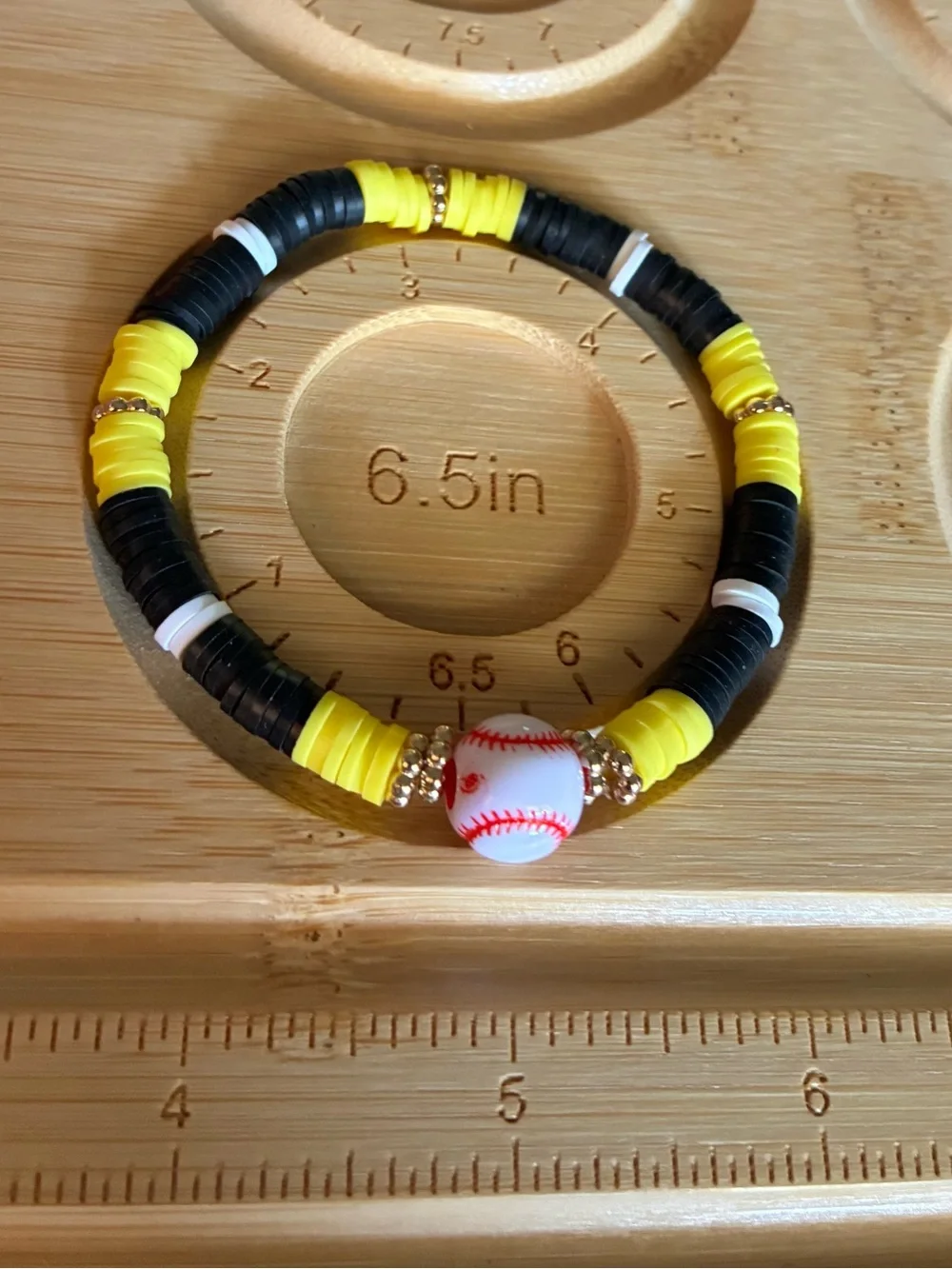 'PIRATES' Beaded Stretch Bracelet Set in Yellow, Black & White